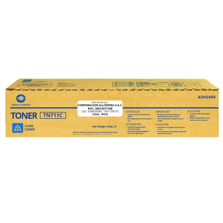 Toner Konica Minolta TN-711C Cyan A3VU450 31,500 Páginas