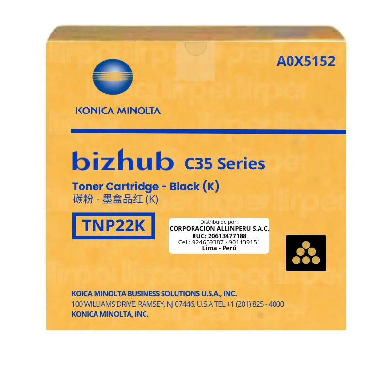 Toner Konica Minolta TN-P22K Negro A0X5152 6,000 Páginas Toner Konica Minolta TN-P22K Negro A0X5152 6,000 Páginas