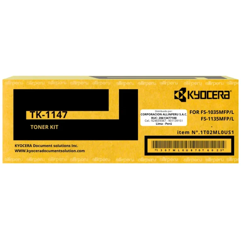 Toner Kyocera TK-1147 Negro para FS-1035 MFP, M2035DN TK1147