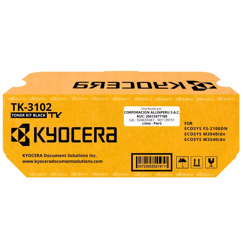 Toner Kyocera TK-3102 Negro para FS-2100DN, FS-M3040IDN