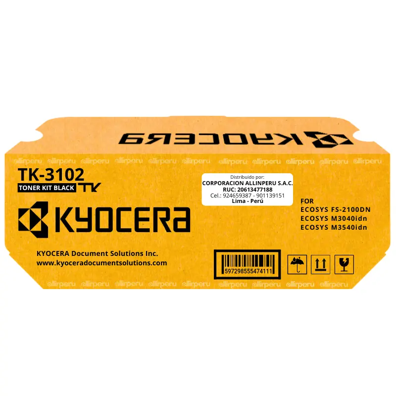 Toner Kyocera TK-3102 Negro para FS-2100DN, FS-M3040IDN Toner Kyocera TK-3102 Negro para FS-2100DN, FS-M3040IDN