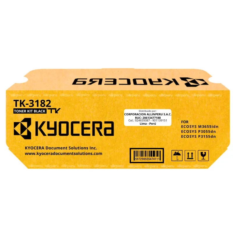 Toner Kyocera TK-3182 Negro para Ecosys P3055dn TK3182