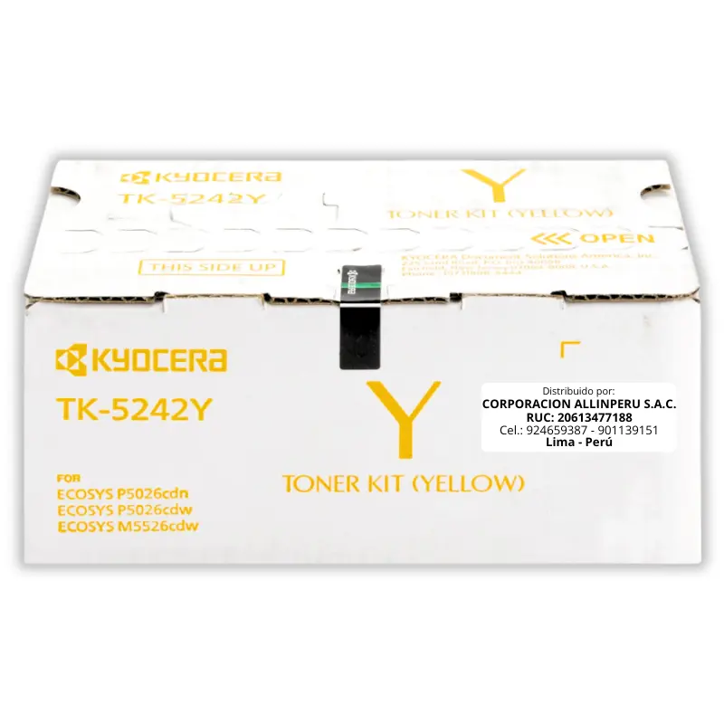 Toner Kyocera TK-5242Y Yellow para Ecosys M5526cdw Original Toner Kyocera TK-5242Y Yellow para Ecosys M5526cdw Original