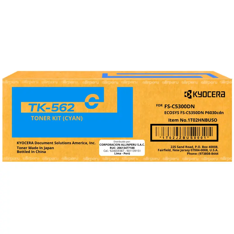 Toner Kyocera TK-562C Cyan para P6030cdn 10.000 Páginas