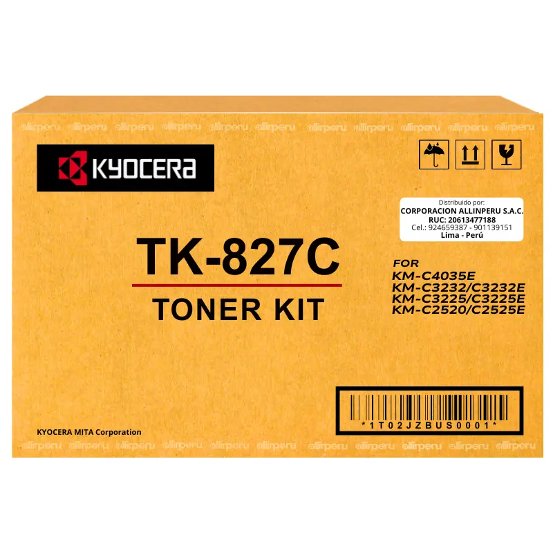 Toner Kyocera TK-827C Cyan para KM-C3225, KM-C3225E Toner Kyocera TK-827C Cyan para KM-C3225, KM-C3225E
