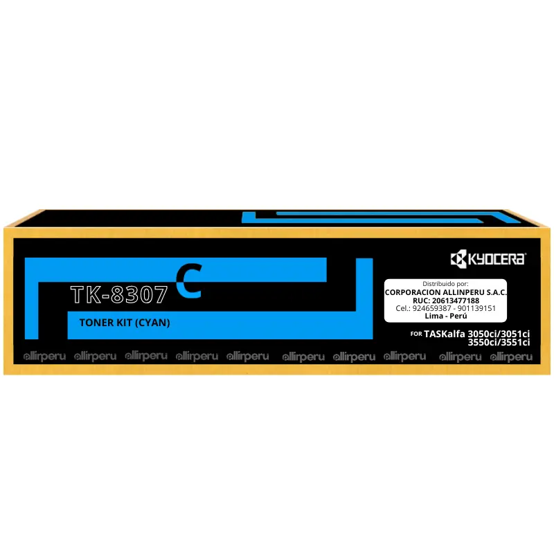 Toner Kyocera TK-8307C Cyan para TASKalfa 3050ci, 3550ci TK8307C