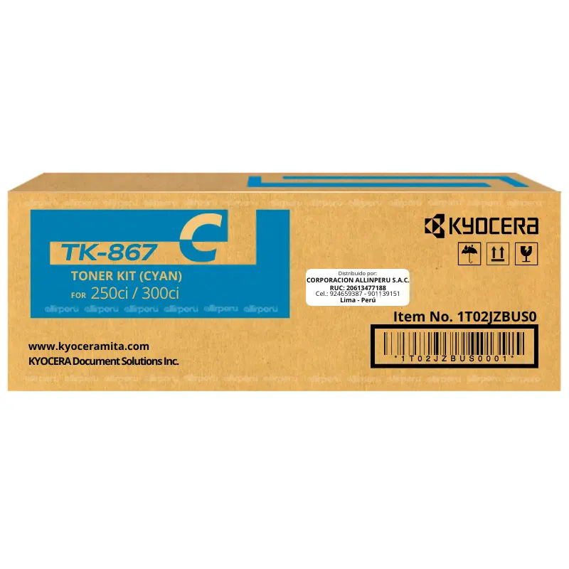 Toner Kyocera TK-867C Cian para Taskalfa 250Ci, 300Ci TK867C