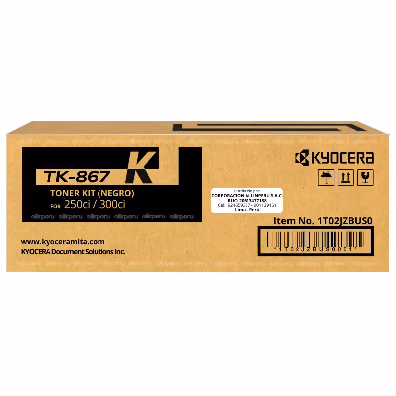 Toner Kyocera TK-867K Negro para Taskalfa 250Ci, 300Ci TK867K