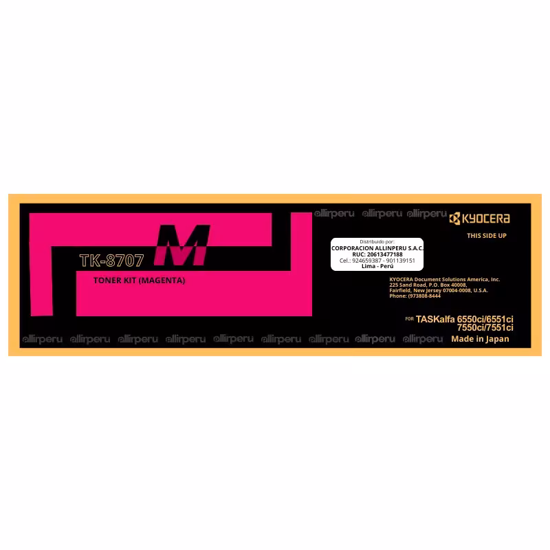 Toner Kyocera TK-8707M Magenta para TASKalfa 6550ci, 6551ci, 7550ci, 7551ci