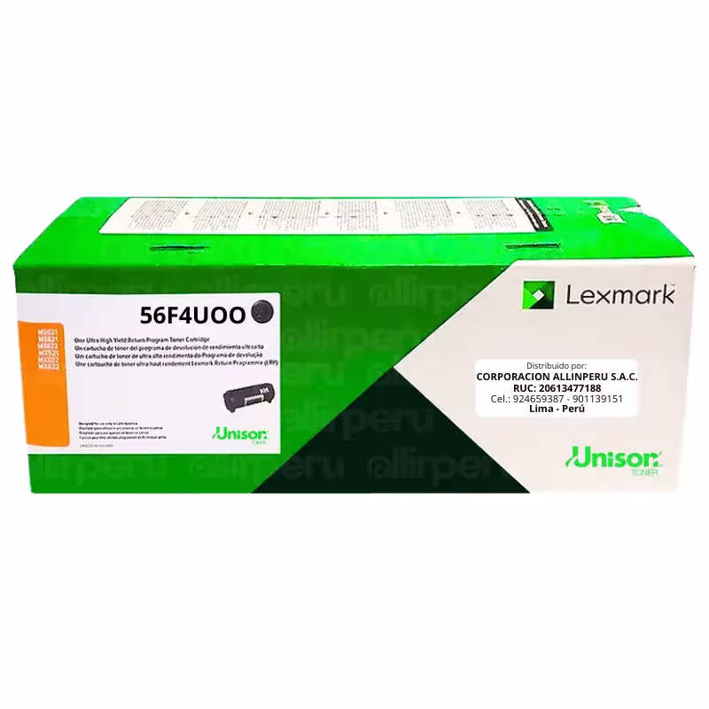 Toner Lexmark 56F4U00 Negro para MS521, MX522, MX622
