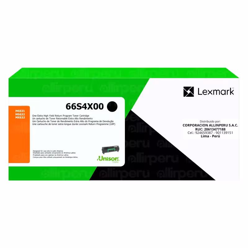 Toner Lexmark 66S4X00 Original para MS631, MS632, MX632