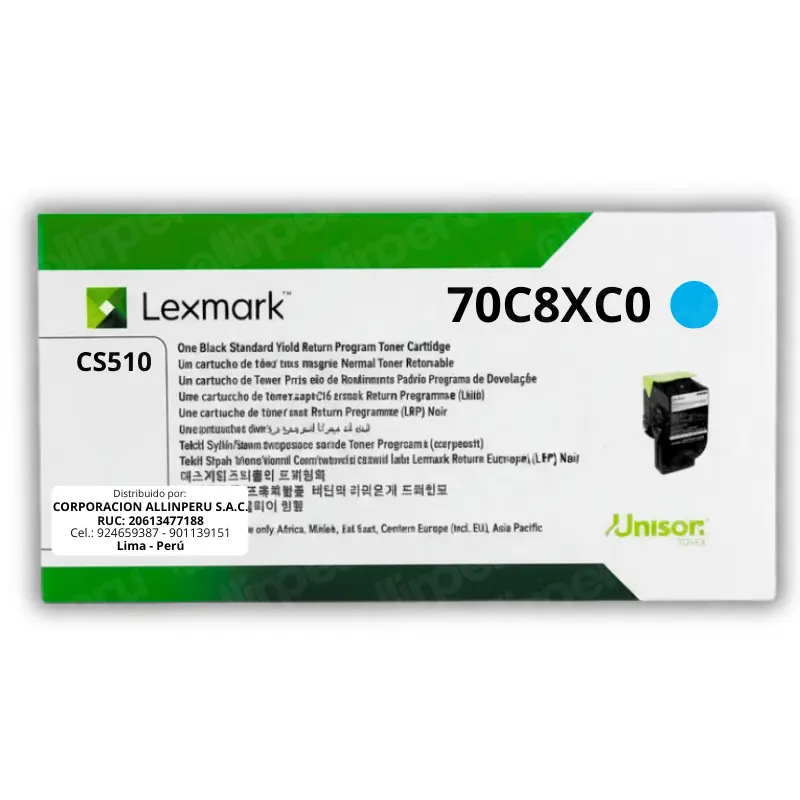 Toner Lexmark 70C8XC0 Cyan 4,000 páginas