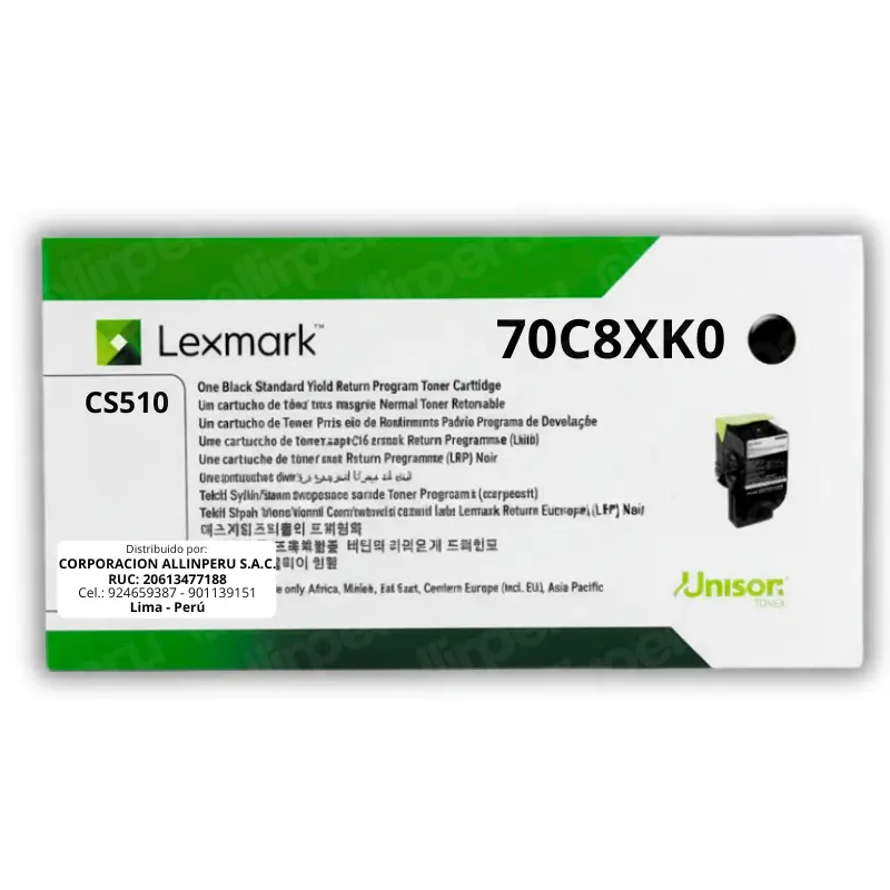 Toner Lexmark 70C8XK0 negro 8,000 páginas