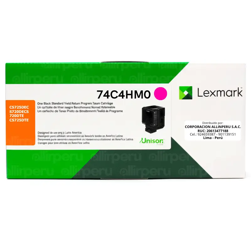 Toner Lexmark 74C4HM0 Magenta12,000 páginas