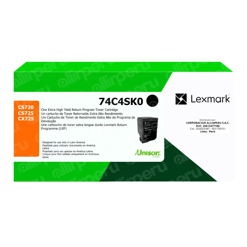 Toner Lexmark 74C4SK0 negro para CS720, CX725 Toner Lexmark 74C4SK0 negro para CS720, CX725