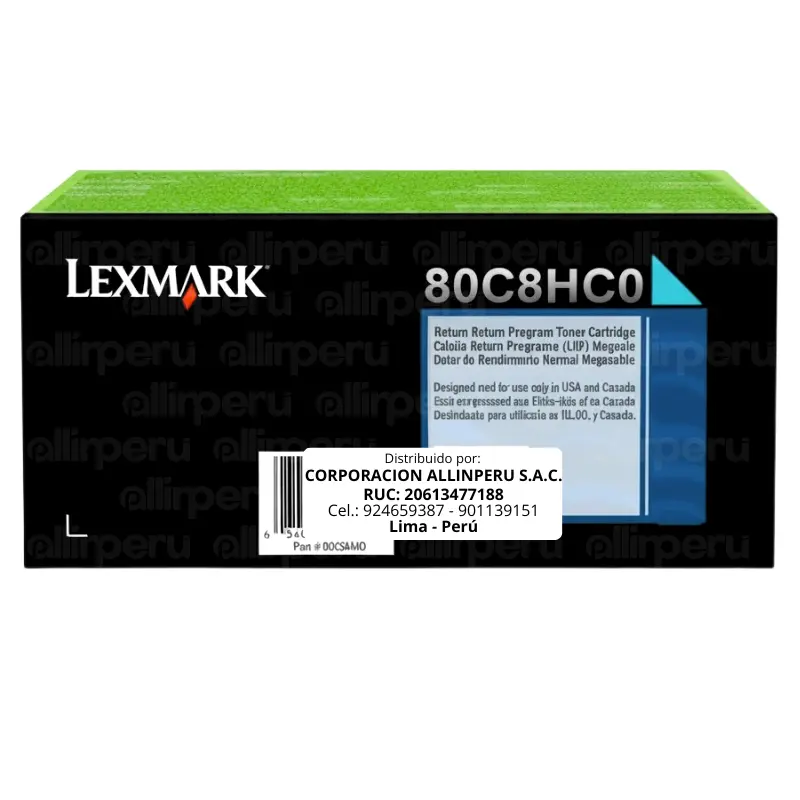 Toner Lexmark 80C8HC0 Cyan 3.000 Páginas Alto Rendimiento