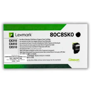 Toner Lexmark 80C8SK0 negro para CX410, CX510, CX310 2.500 Páginas