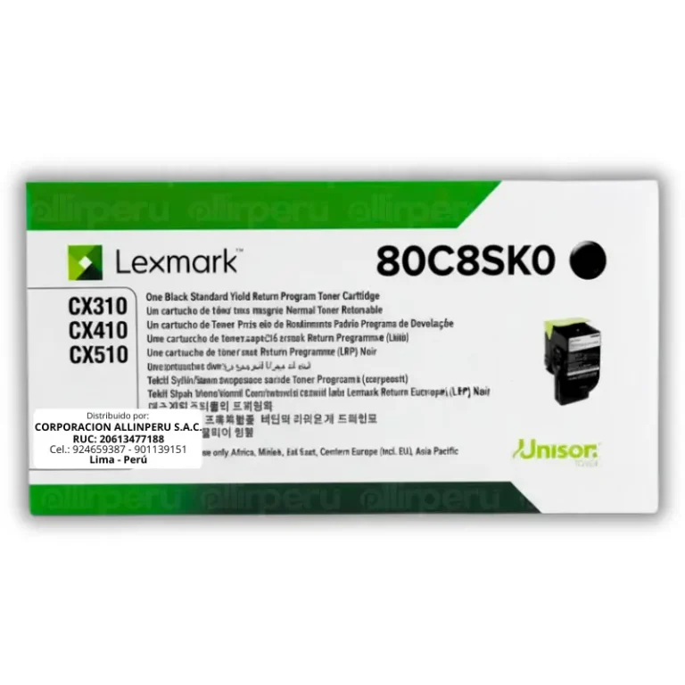Toner Lexmark 80C8SK0 negro para CX410, CX510, CX310 2.500 Páginas