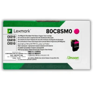 Toner Lexmark 80C8SM0 Magenta para CX410, CX510, CX310 2.000 Páginas