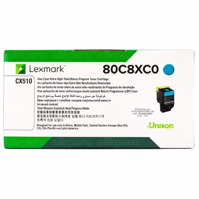 Toner Lexmark 80C8XC0 Cyan 4,000 páginas