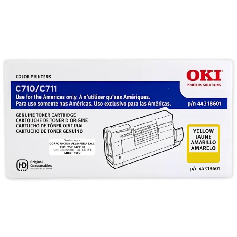 Tóner OKI 44318601 original amarillo para impresoras OKI C710 y C711