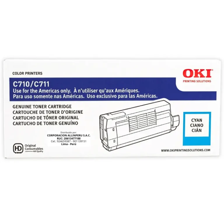 Tóner OKI 44318603 original cian para impresoras OKI C710 y C711