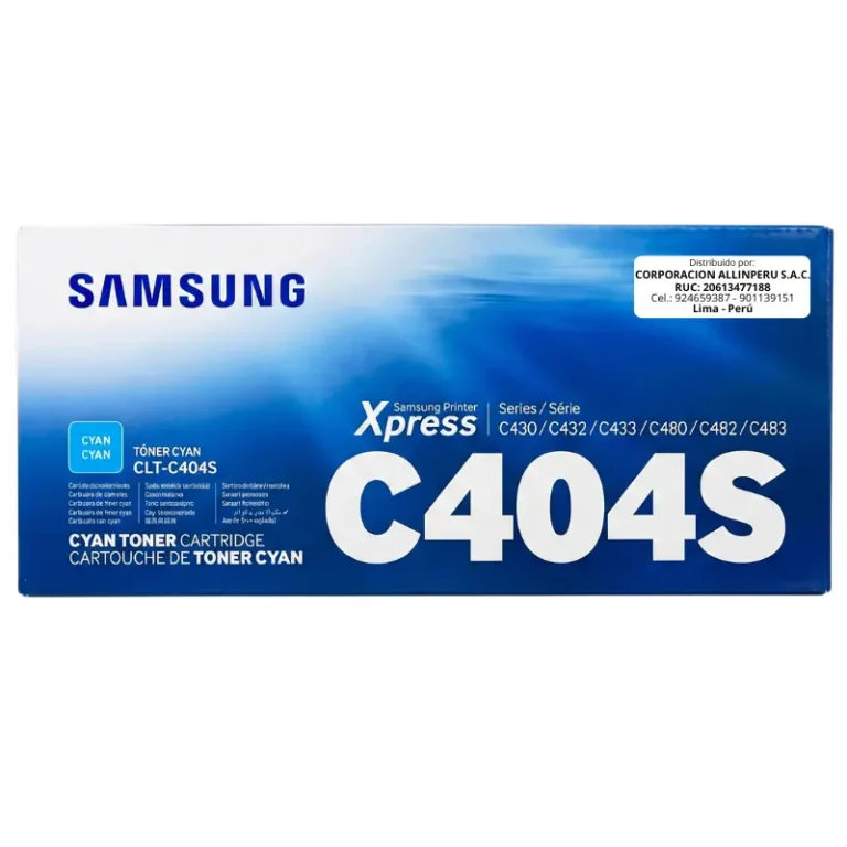 Tóner Samsung CLT-C404S cian original sellado AllinPerú