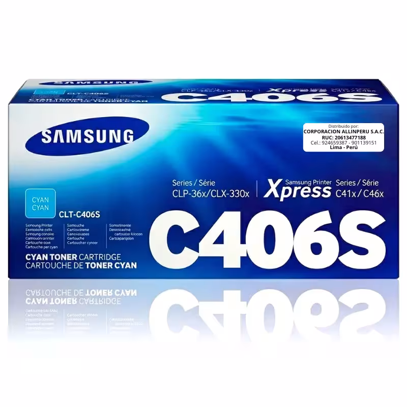 Toner Samsung CLT-C406S ST988A cyan original sellado de fábrica