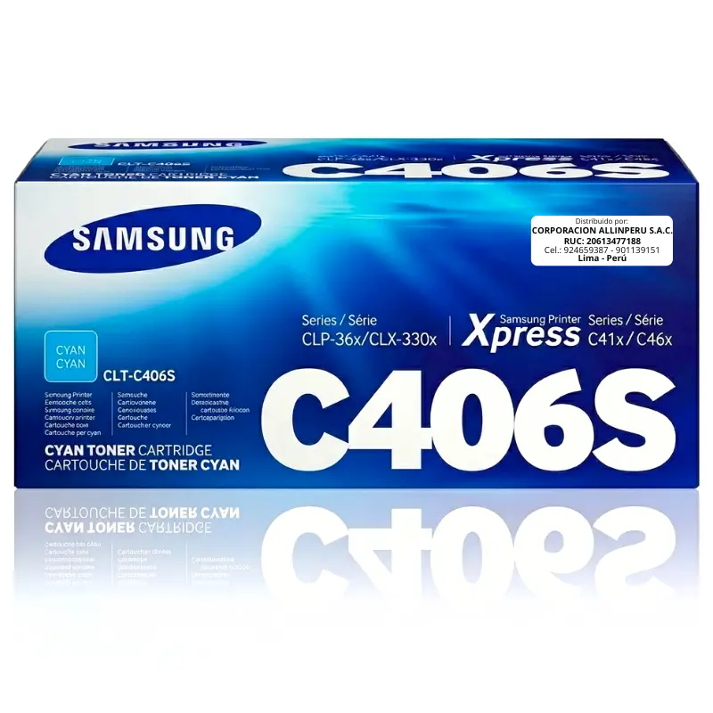Toner Samsung CLT-C406S ST988A cyan original sellado de fábrica