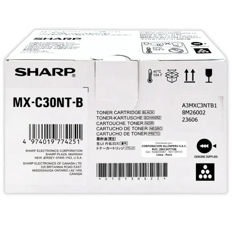 Tóner Sharp MX-C30NTB Negro original caja sellada vista frontal