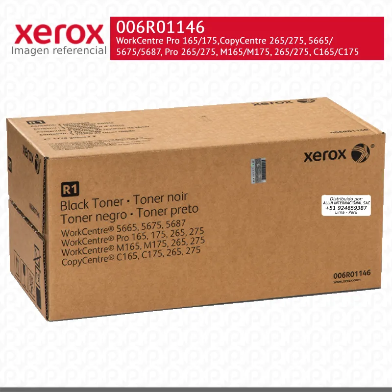 Toner Xerox 006R01146 X2 Negro 50K WorkCentre Pro 165/175 Capacidad Estándar