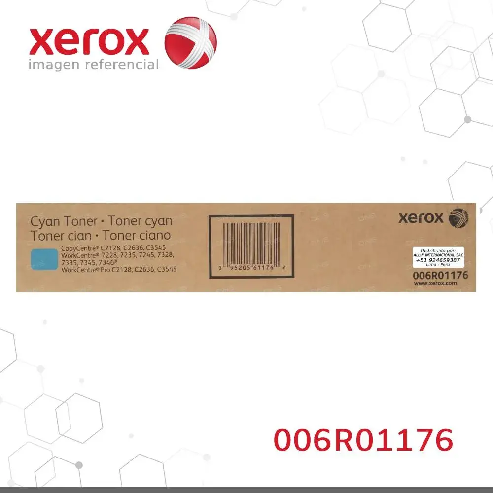 Toner Xerox 006R01176 Cian 16K CopyCentre & WorkCentre Pro C2128, C2636, C3545, 7328, 7336, 7345, 7346 Capacidad Estándar