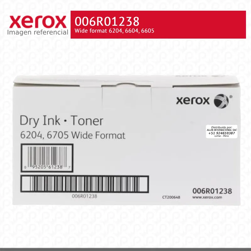 Toner Xerox 006R01238 Negro 14.3K Wide format 6204, 6604, 6605 Capacidad Estandar