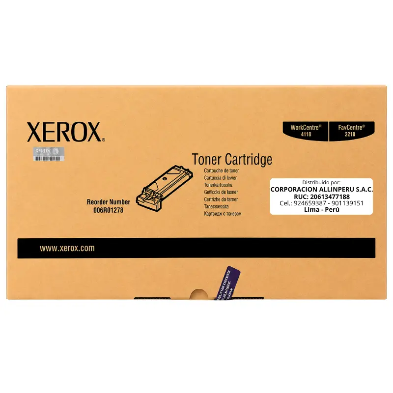 Foto de tóner Xerox 006R01278 negro original frontal