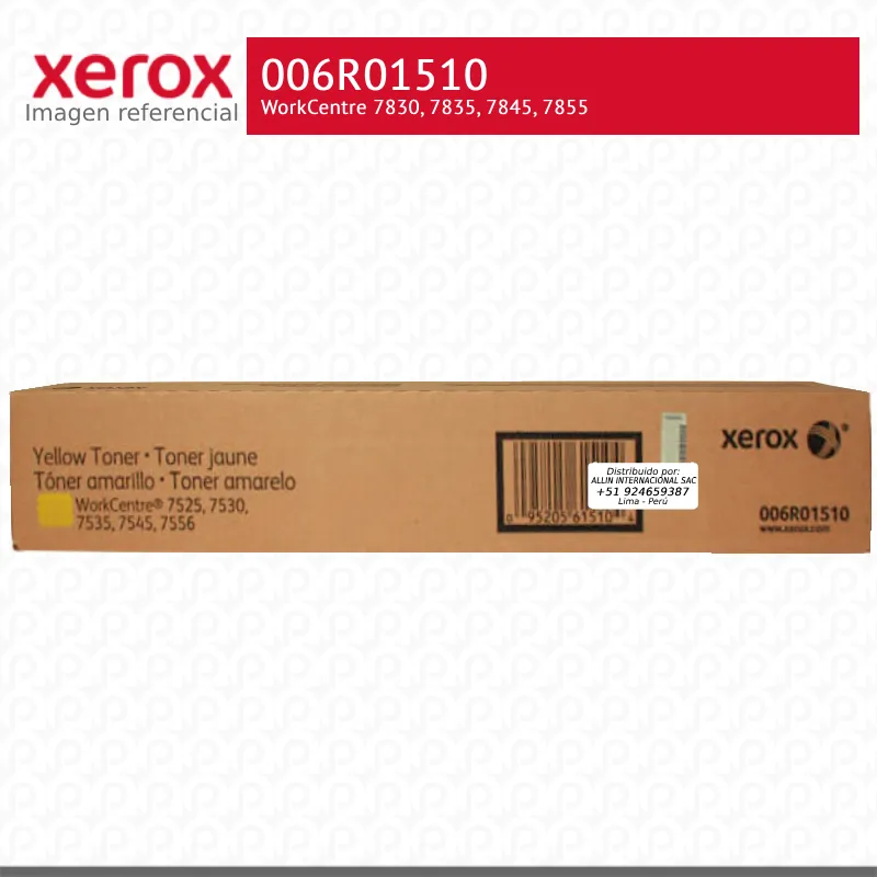 Toner Xerox 006R01510 Amarillo 15K WorkCentre 7830, 7835, 7845, 7855 Capacidad Estandar