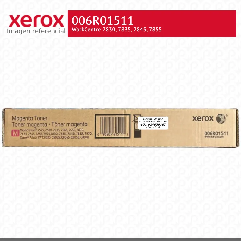 Toner Xerox 006R01511 Magenta 15K WorkCentre 7830, 7835, 7845, 7855 Capacidad Estandar
