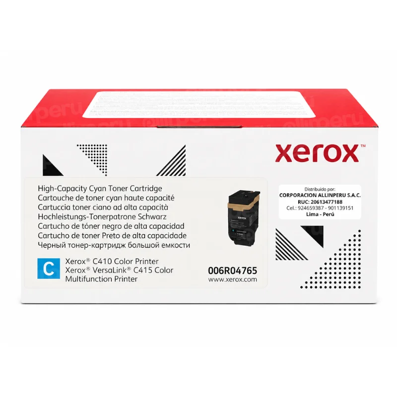 Tóner Xerox 006R04765 cian caja frontal VersaLink C410