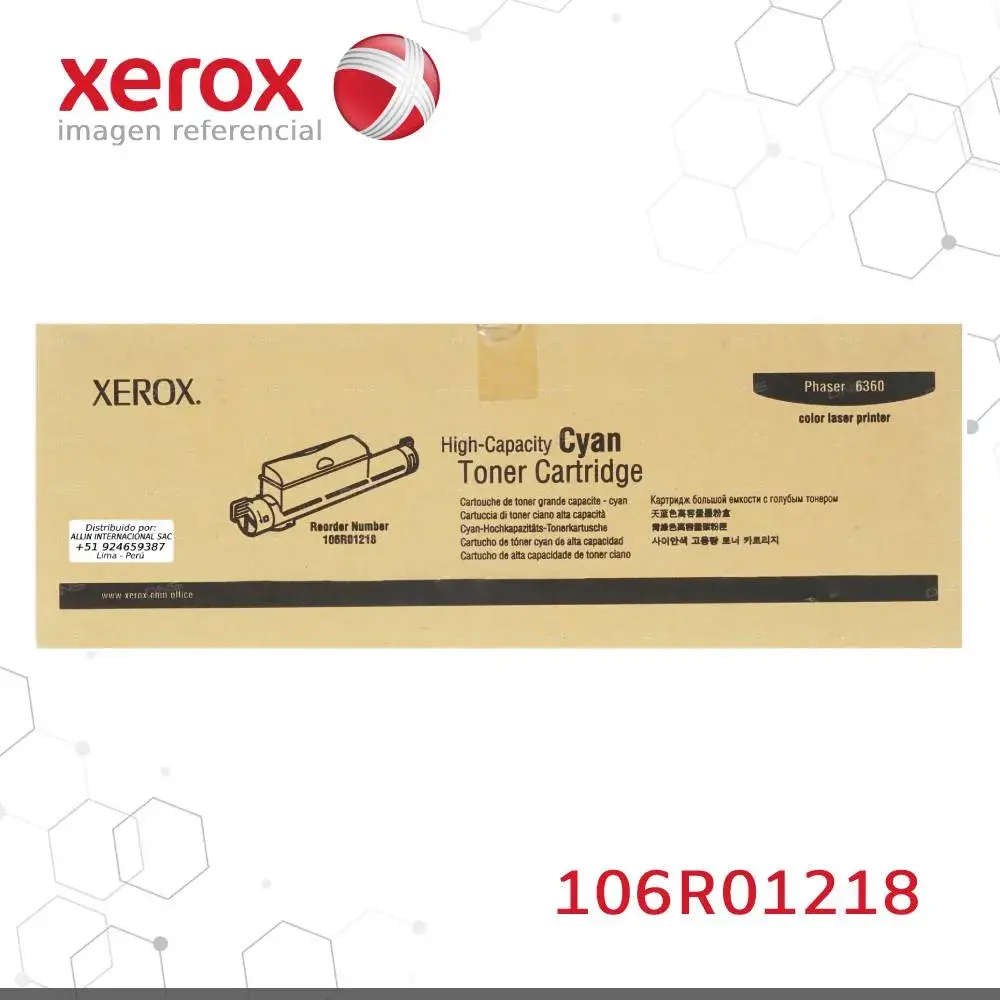 Toner-Xerox-106R01218-para-Phaser-6360.webp Toner Xerox 106R01218 Cian 12K Phaser 6360 Capacidad estandar - Imagen 1