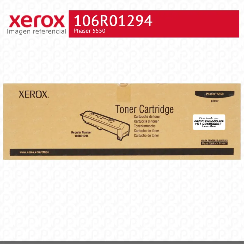 Toner Xerox 106R01294 Negro 30K Phaser 5550 Capacidad Estándar