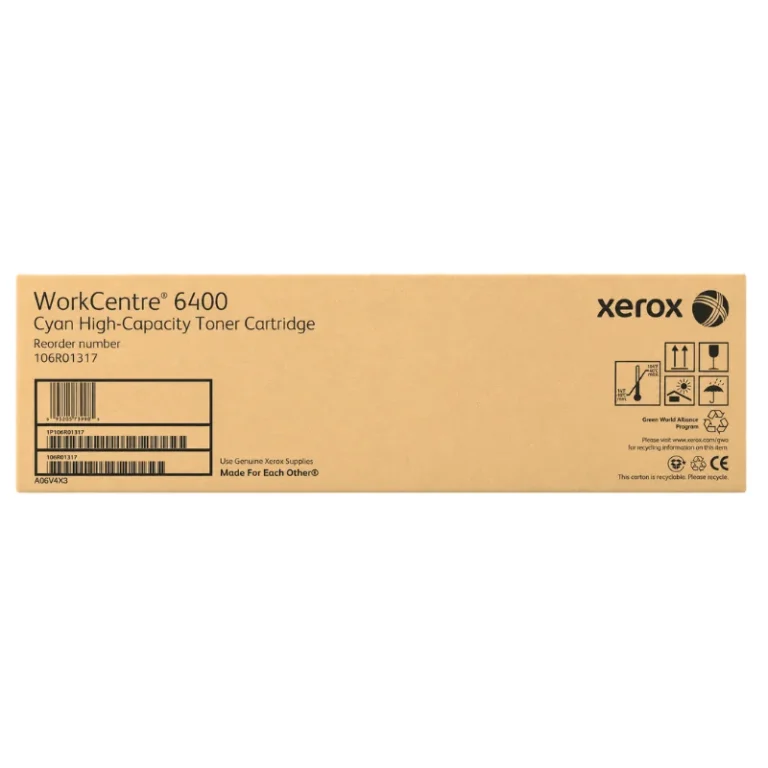 Foto de tóner Xerox 106R01317 cyan alta capacidad para WorkCentre 6400, vista frontal