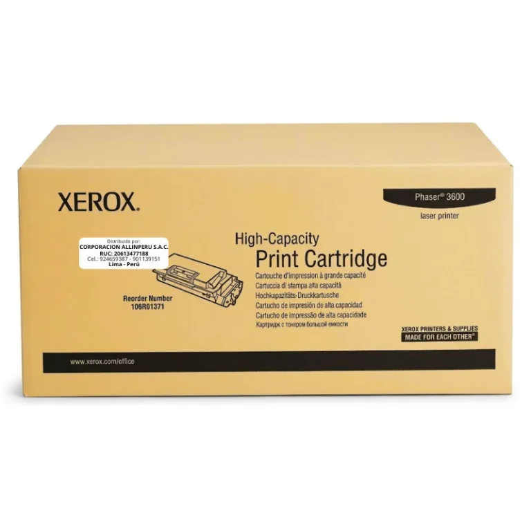 Foto de tóner original Xerox 106R01371 negro caja sellada frontal