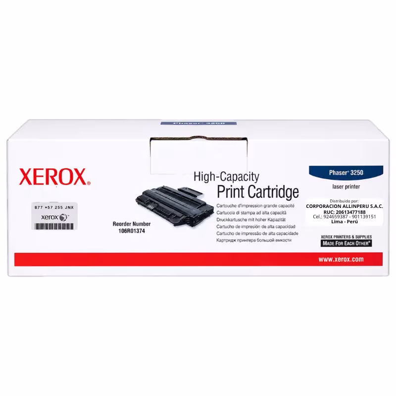 Foto de tóner Xerox 106R01374 negro alta capacidad Phaser 3250