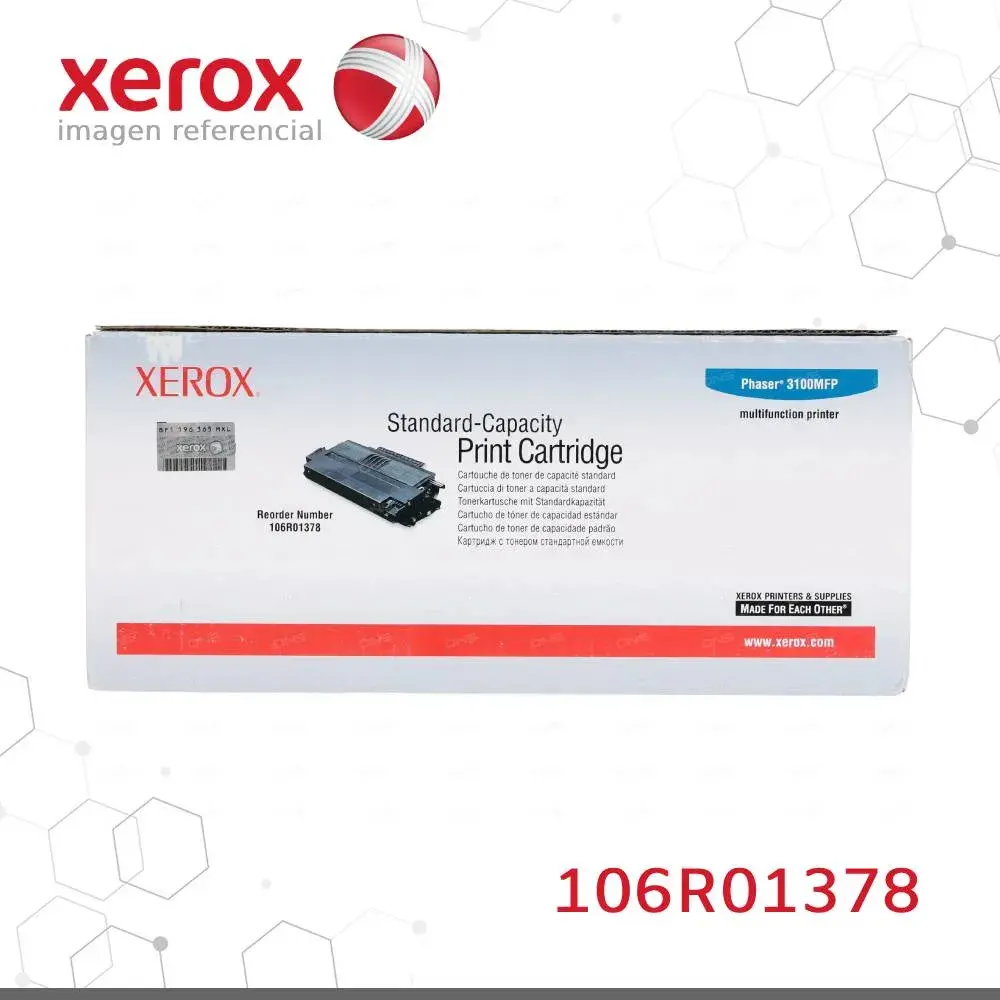 Toner Xerox 106R01378 Negro 2.2K Phaser 3100 Capacidad Estándar
