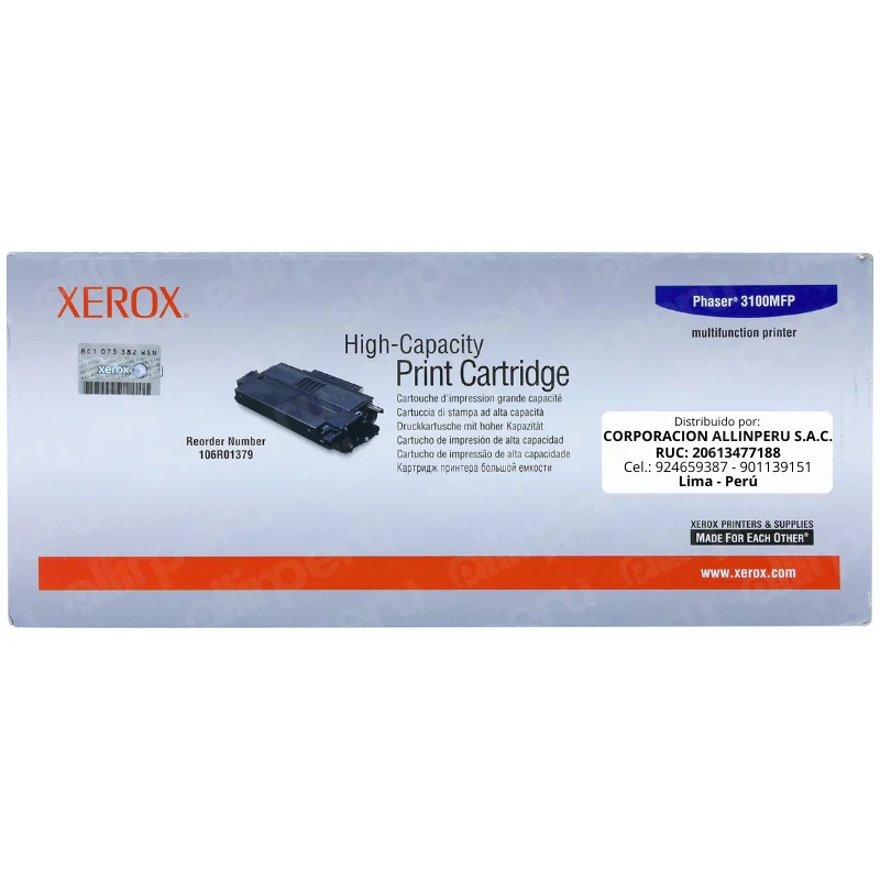 Foto de toner Xerox 106R01379 negro original frontal