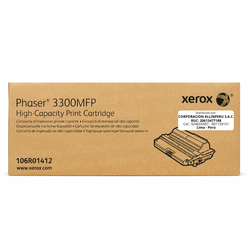 Foto de toner Xerox 106R01412 original negro frontal