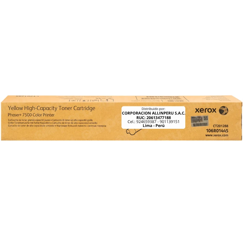 Tóner Xerox 106R01445 Yellow Alta Capacidad original sellado vista frontal