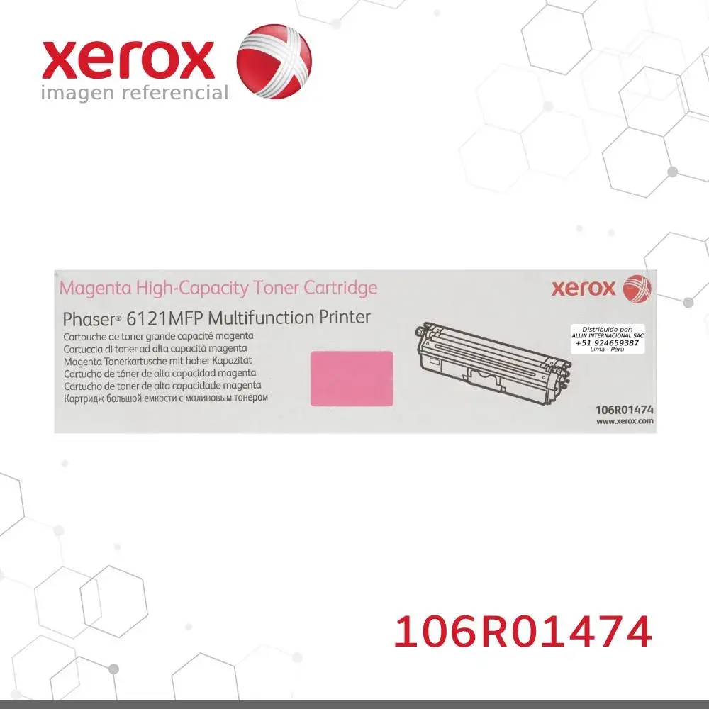 Toner-Xerox-106R01474-para-Phaser-6121.webp Toner Xerox 106R01474 Magenta 2.5K Phaser 6121 Alta capacidad - Imagen 1