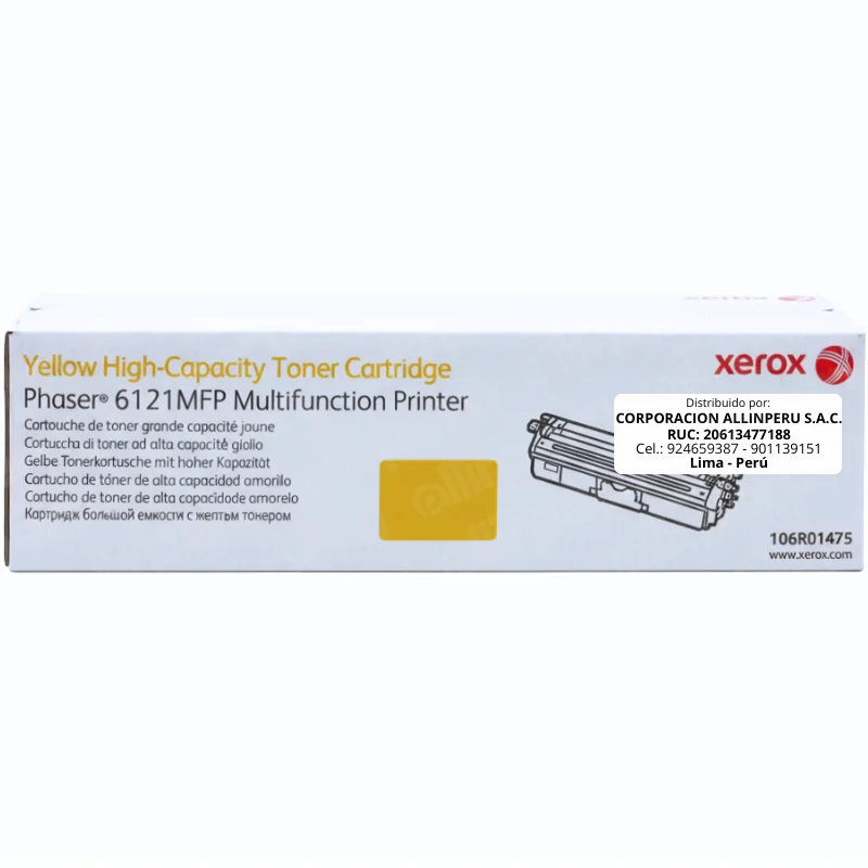 Tóner Xerox 106R01475 Yellow alta capacidad para Phaser 6121MFP