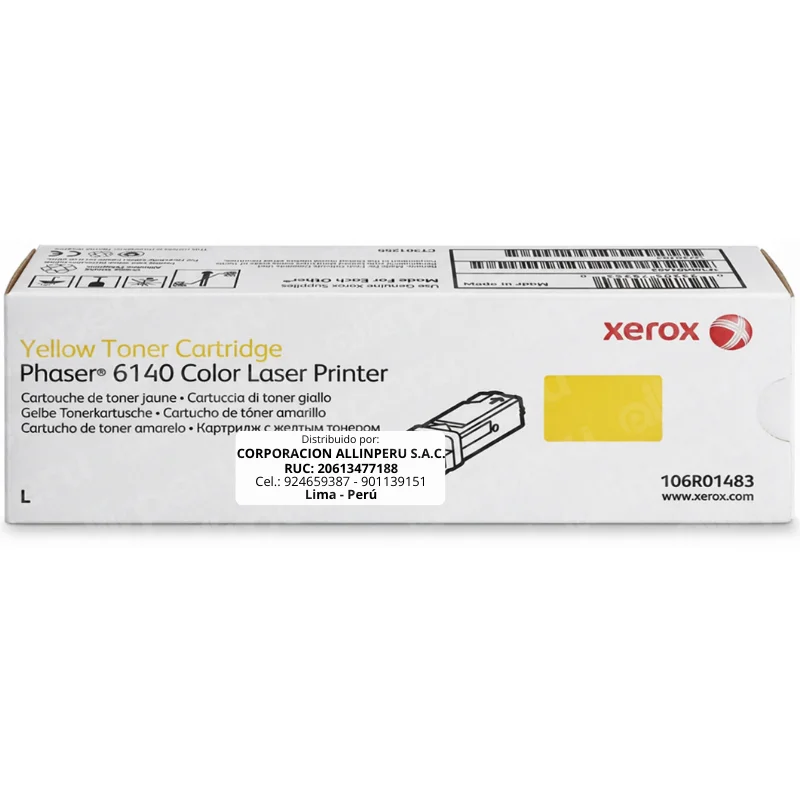 Tóner Xerox 106R01483 Amarillo original para Phaser 6140 en caja sellada