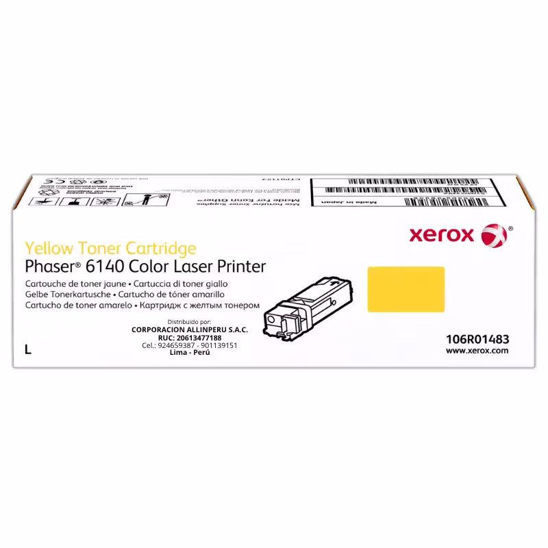 Foto de tóner Xerox 106R01483 amarillo frontal original